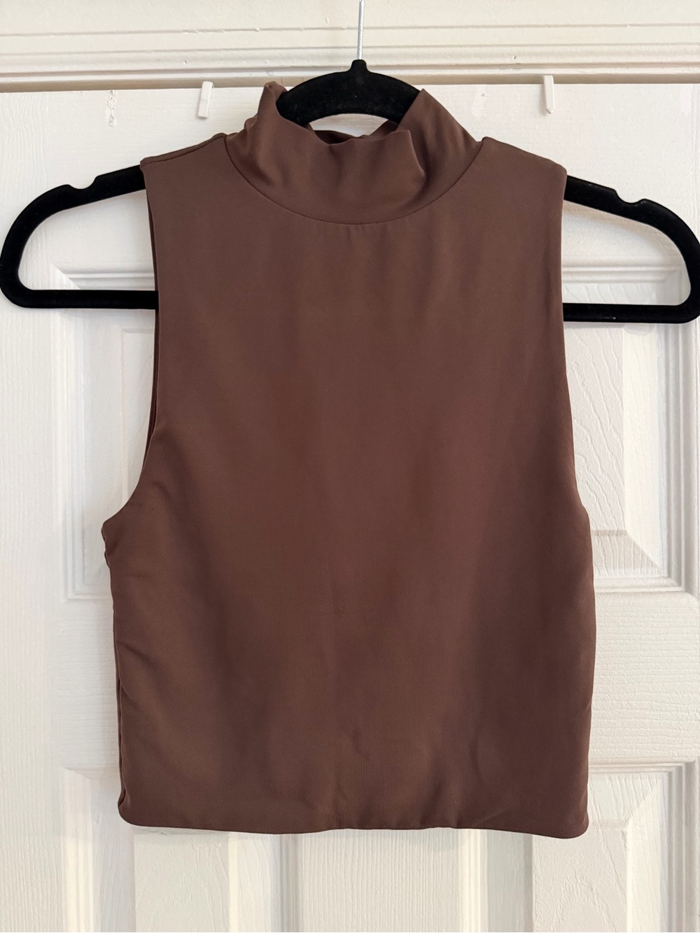 Aritzia Babaton Contour Chocolate Brown Mock Neck Crop Tank